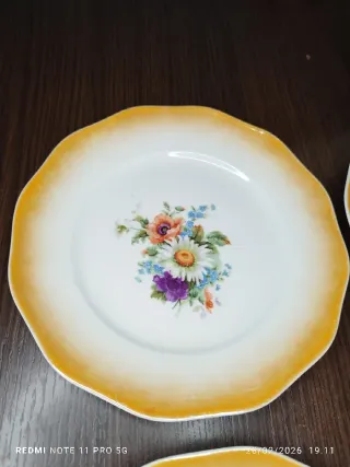 7 Platos vintage Postre Nacarados Florales