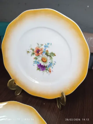 7 Platos vintage Postre Nacarados Florales