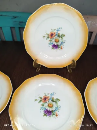 7 Platos vintage Postre Nacarados Florales