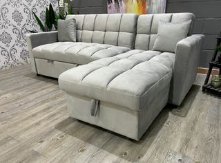 Sofá Cama Chaise Longue Gris