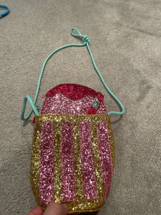 Bolso helado glitter dorado y rosa