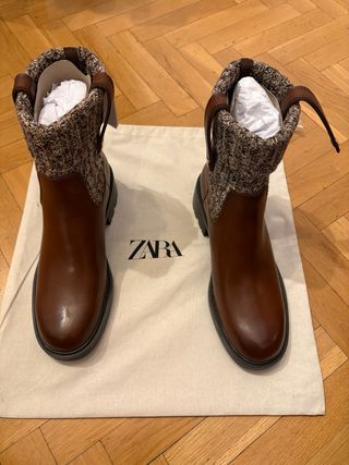 Botines Zara Marrones con Tejido
