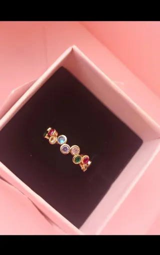 Anillo bañado oro 18kt con circonitas de colores