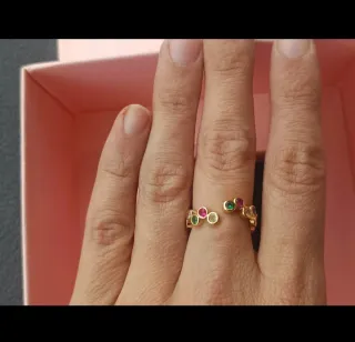Anillo bañado oro 18kt con circonitas de colores