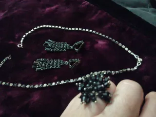 Conjunto collar, pendientes y anillo vintage