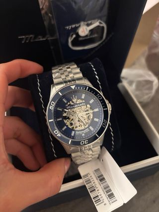 Reloj Maserati Automático Esqueleto Azul Plata