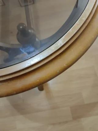 Mesa de centro madera y cristal ovalada 108 x 53