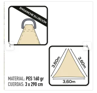 Toldo triangular crema