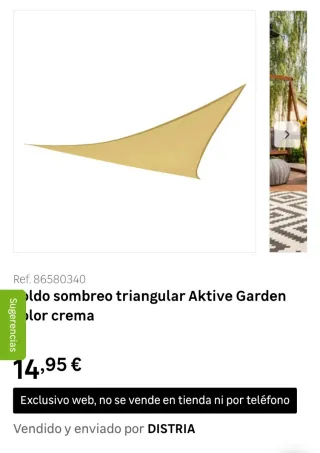 Toldo triangular crema