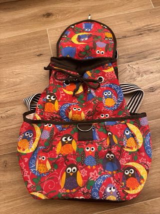 Mochila Multicolor con Estampado de Búhos