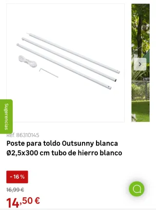 Poste para toldo Outsunny Ø2,5x300cm
