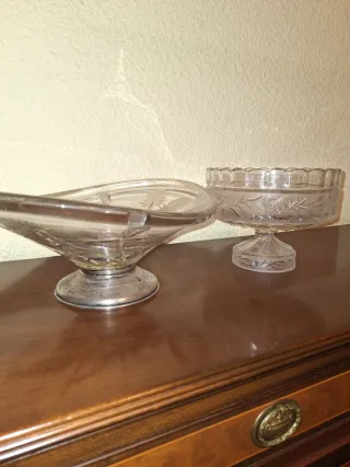 Juego 2 centros de mesa de Cristal