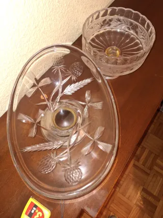 Juego 2 centros de mesa de Cristal