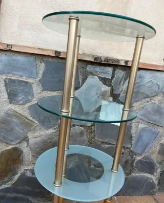 Mesas auxiliares cristal y madera (2 uds)