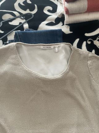 Jersey Punto Roma beige con falda tul