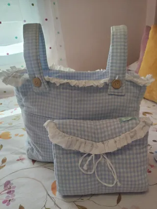 Bolso para carrito de bebé de cuadros