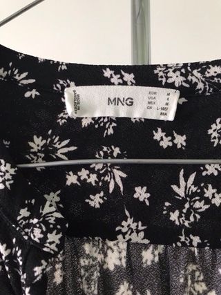 Vestido Mango flores negro y blanco