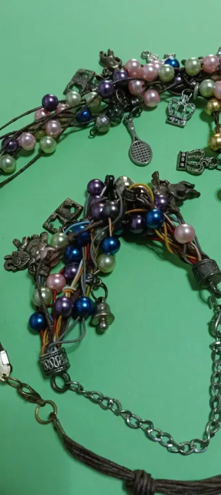 Lote collar y pulsera bisutería abalorios