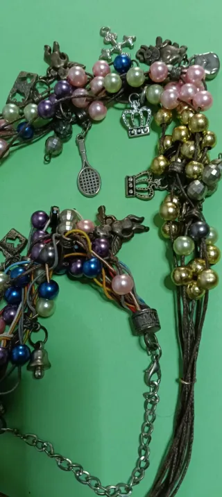 Lote collar y pulsera bisutería abalorios