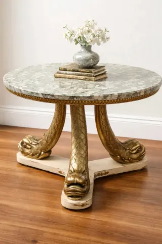 Mesa auxiliar vintage peces bronce años 70