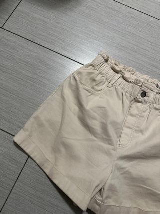 Pantaloncini donna vita alta beige S