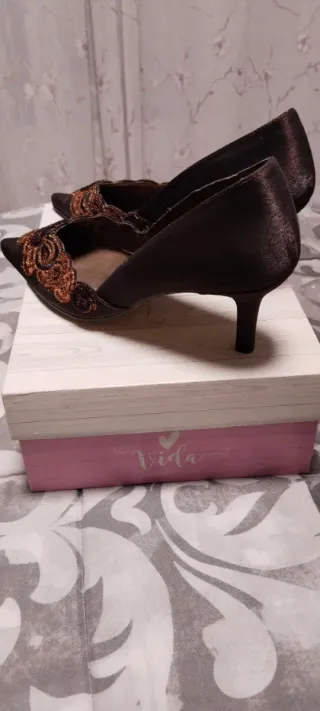 Zapatos de tacón dorados mujer talla 38