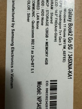 Samsung Galaxy Book2 Go 5G Argento