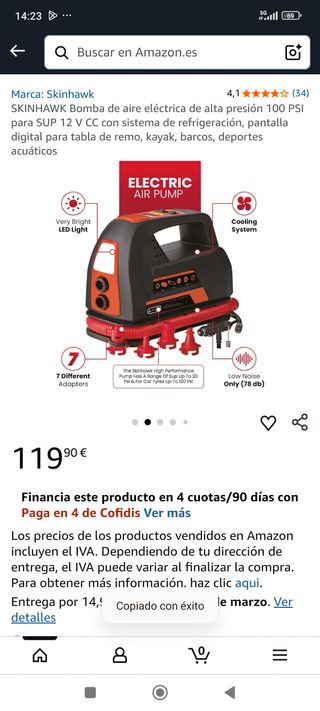 Bomba de aire eléctrica Skinhawk 100 PSI