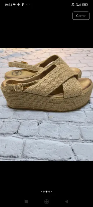 Sandalias WK esparto plataforma beige