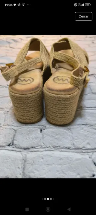Sandalias WK esparto plataforma beige