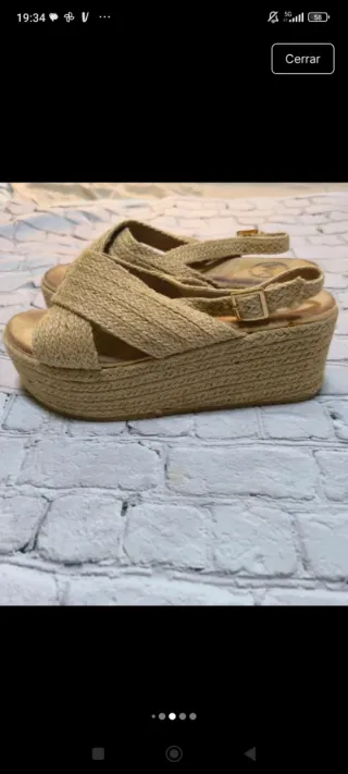 Sandalias WK esparto plataforma beige