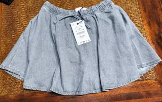 Falda pantalón skater vaquera gris niña.
