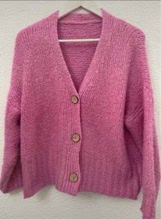 Chaqueta de lana rosa talla única