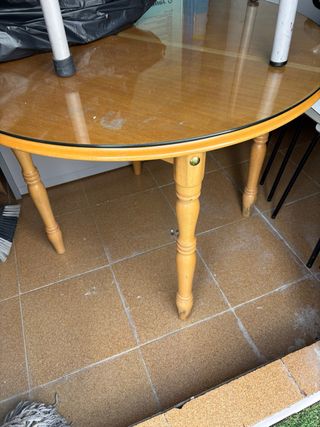 Mesa redonda de madera Ø90 cm – Extensible