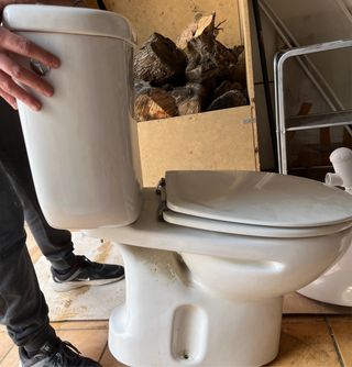 Lavabo y pedestal de porcelana + inodoro Roca