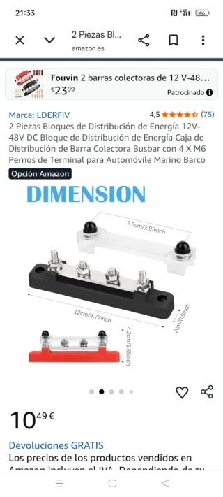 Se vende dos bloques de distribución de energía