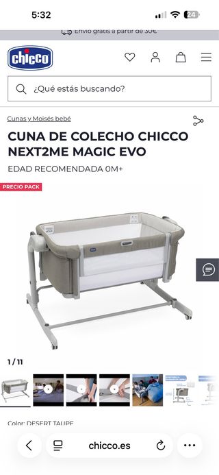 Cuna de Colecho Chicco Next2Me Magic Evo