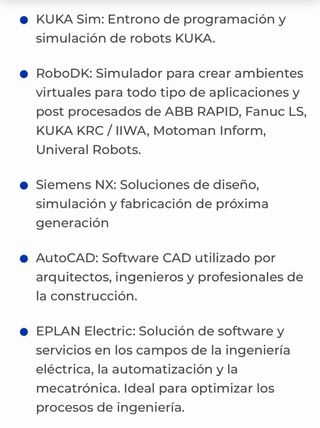 Temario del Master en automatización y robótica