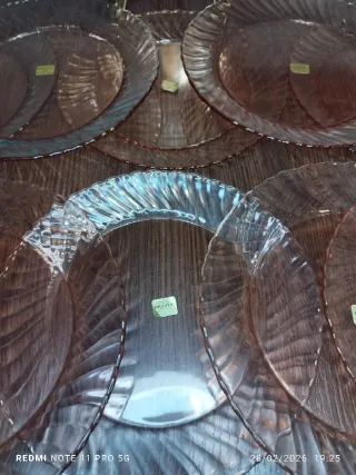 12 Platos Llanos Vintage Arcoroc Marrones