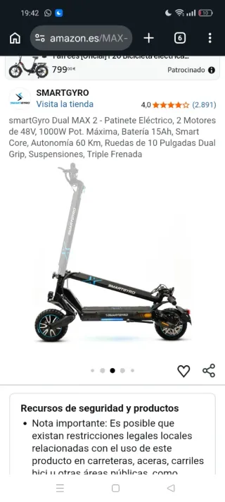 Patinete Eléctrico SmartGyro Dual MAX 2