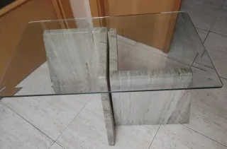 Mesa de centro cristal y mármol