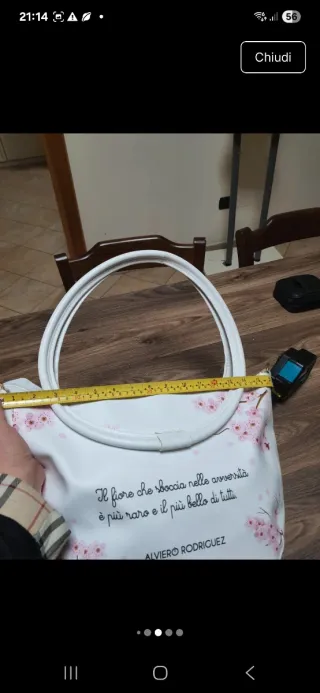 Borsa Alviero Rodriguez Ecopelle Bianco Fiori