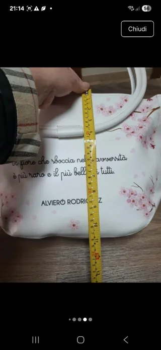 Borsa Alviero Rodriguez Ecopelle Bianco Fiori