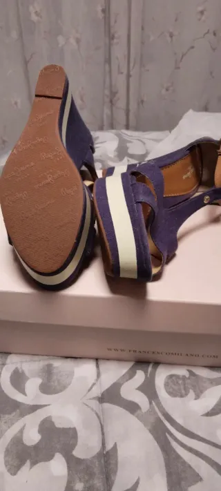 Sandalias Pepe Jeans Cuña Azul Beige