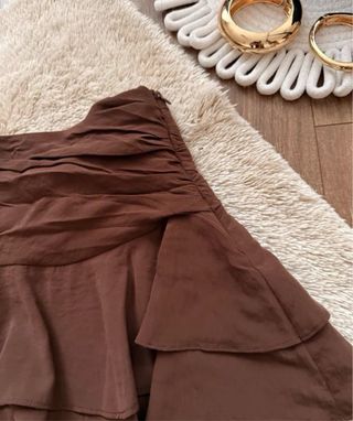 Falda pantalón Zara volantes marrón