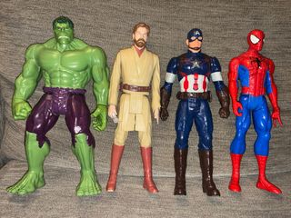 Figuras 30 cm Hulk, ObiWan, Cap América, Spiderman