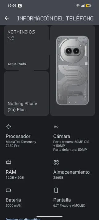 Nothing Phone (2a) Plus 12/256GB Gris/Blanco