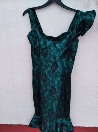 Vestido fiesta verde y negro