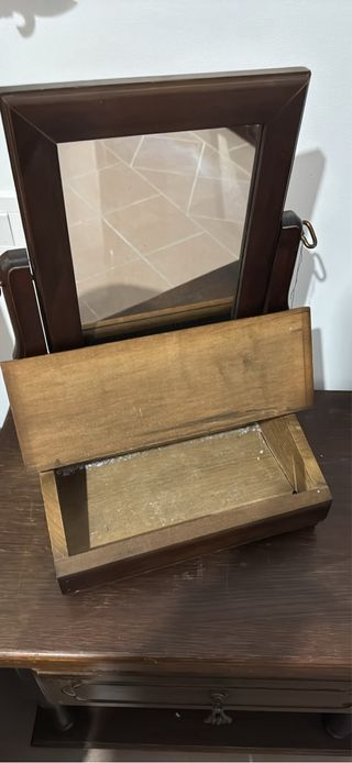 Specchio da tavolo in legno scuro toilette