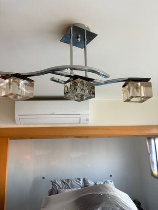 Lámpara de techo 3 módulos cristal y metal